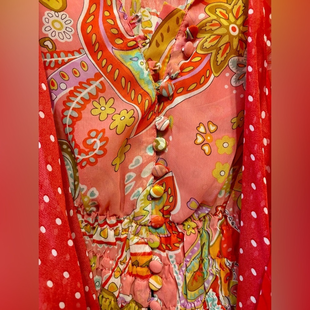 Blouse by ANTILIA FEMME beautiful bright pattern long sleeved shirt so unique! - Picture 4 of 7